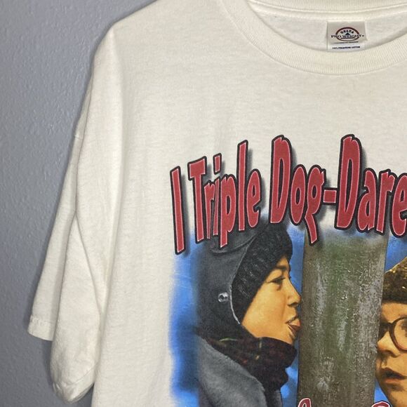A Christmas Story Triple Dog Dare You White Tee TShirt Short Sleeve Size 2XL - Picture 5 of 8